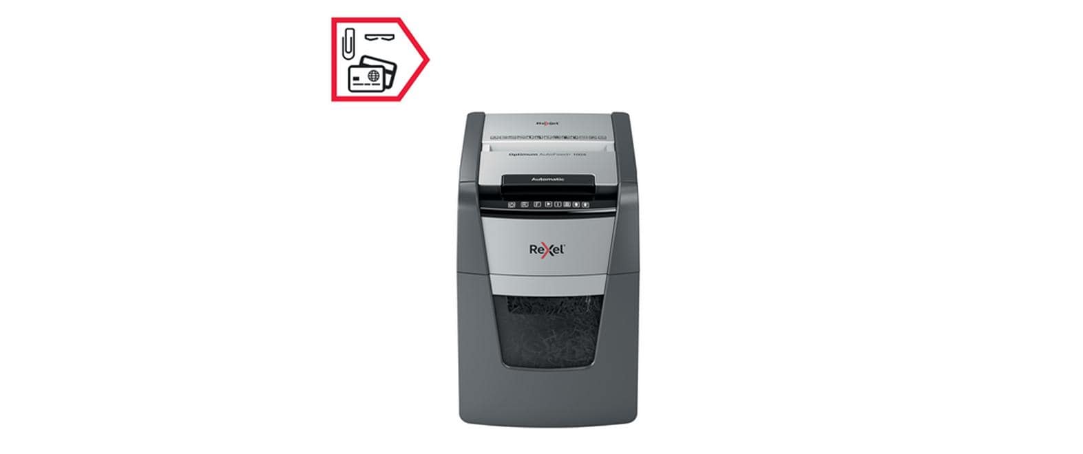Aktenvernichter Optimum AutoFeed+ 100 x P-4, 100 Seiten<br>Automatischer Schredder (auto) für sichere Vernichtung vertraulicher Unterlagen (bis zu 100 Blatt)