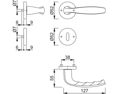 Rozetset OB Hoppe 11874326 New York 1810/42KV/42KVS zwart gepoedercoat