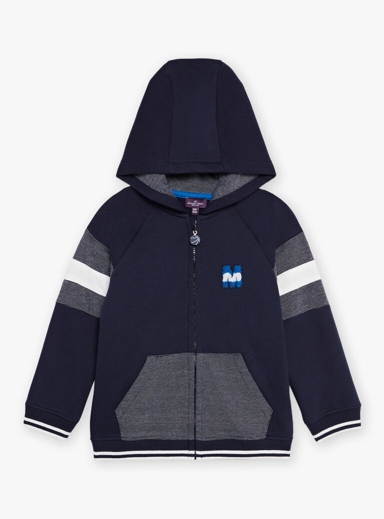 Sweat à capuche bleu marine et gris foncé