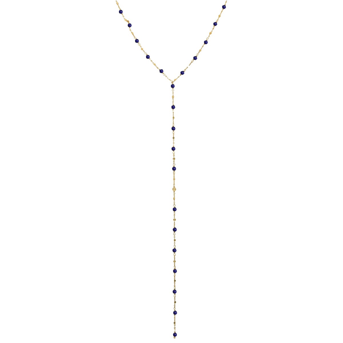 Collier Cravate Argent Doré Pierres Lapis