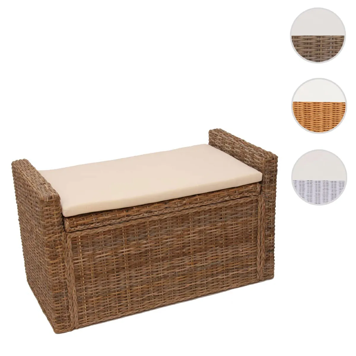 Mendler Banc coffre en rotin