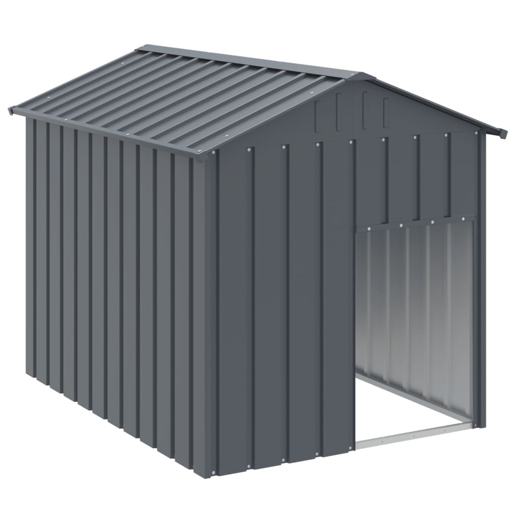 Canil vidaXL com cobertura, aço galvanizado, cinza, 117x103x123cm
