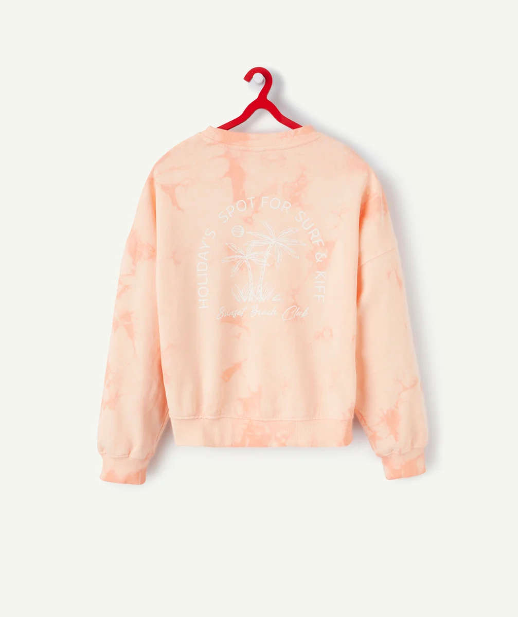 sweat fille en coton bio orange imprimé tye and die avec messages