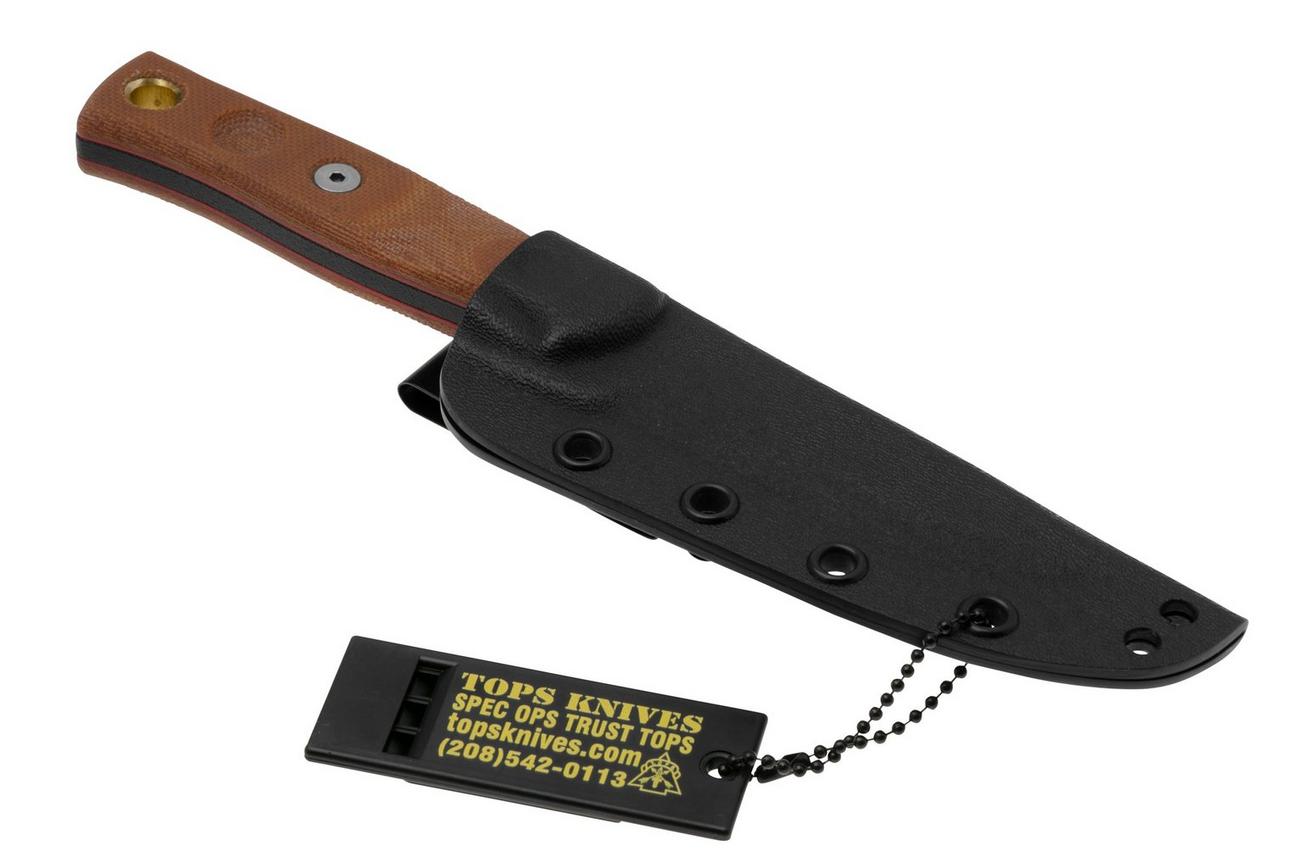 TOPS Fieldcraft 3.5 Mini BROS 90 Degree Spine, Firesteel, Brown Micarta MBROS-01-SF bushcraftmes