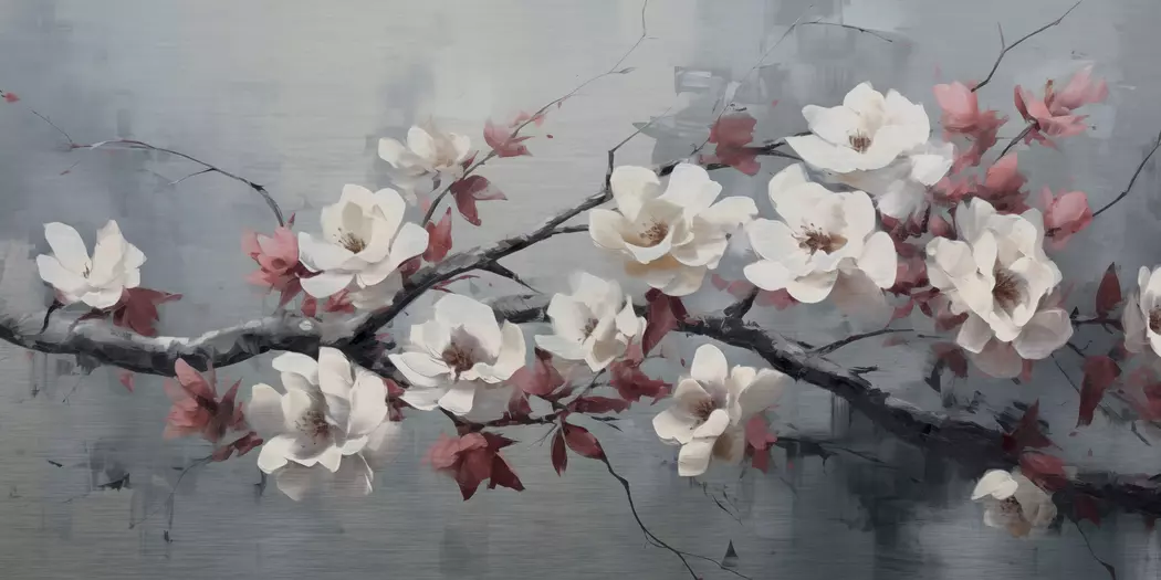 Wandbild 50 x 100 cm Roses On Silver VI