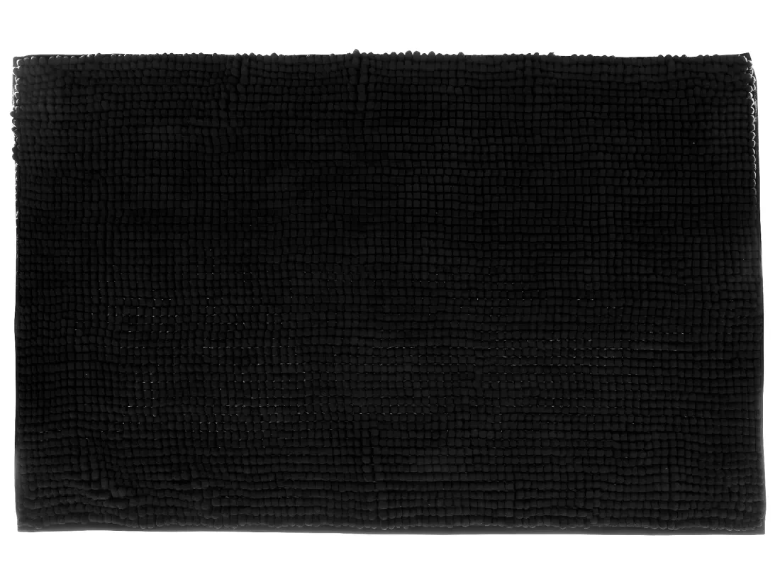 Tapis de Salle de bain Noir chenille 50 x 80 cm