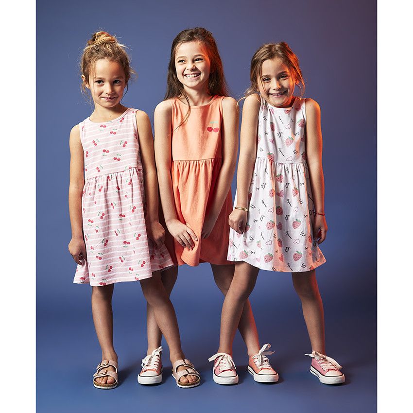 Lot de 3 robes fantaisie en jersey pour fille - Blanc