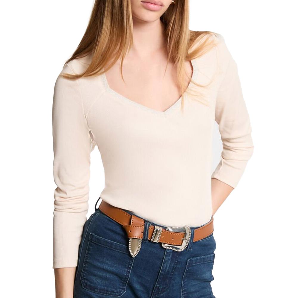 Morgan T-Shirt Manches Longues Beige Femme Morgan TRESOR
