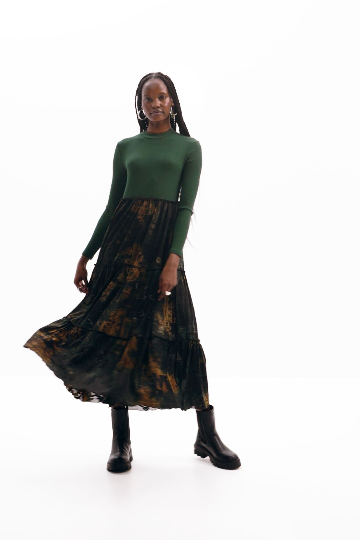 vestido midi combinado