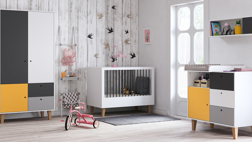 Chambre Concept lit 60x120+commode+armoire Safran - VOX