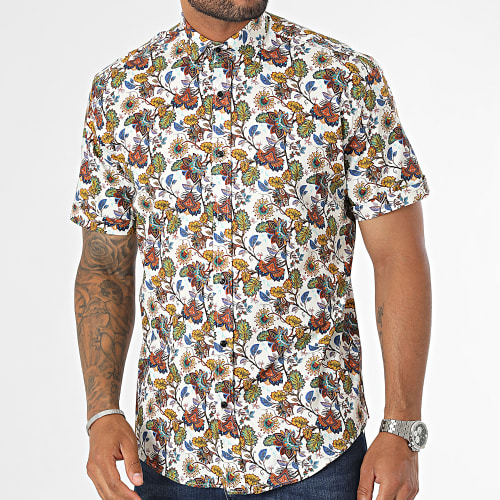 Chemise Manches Courtes Blanc Floral