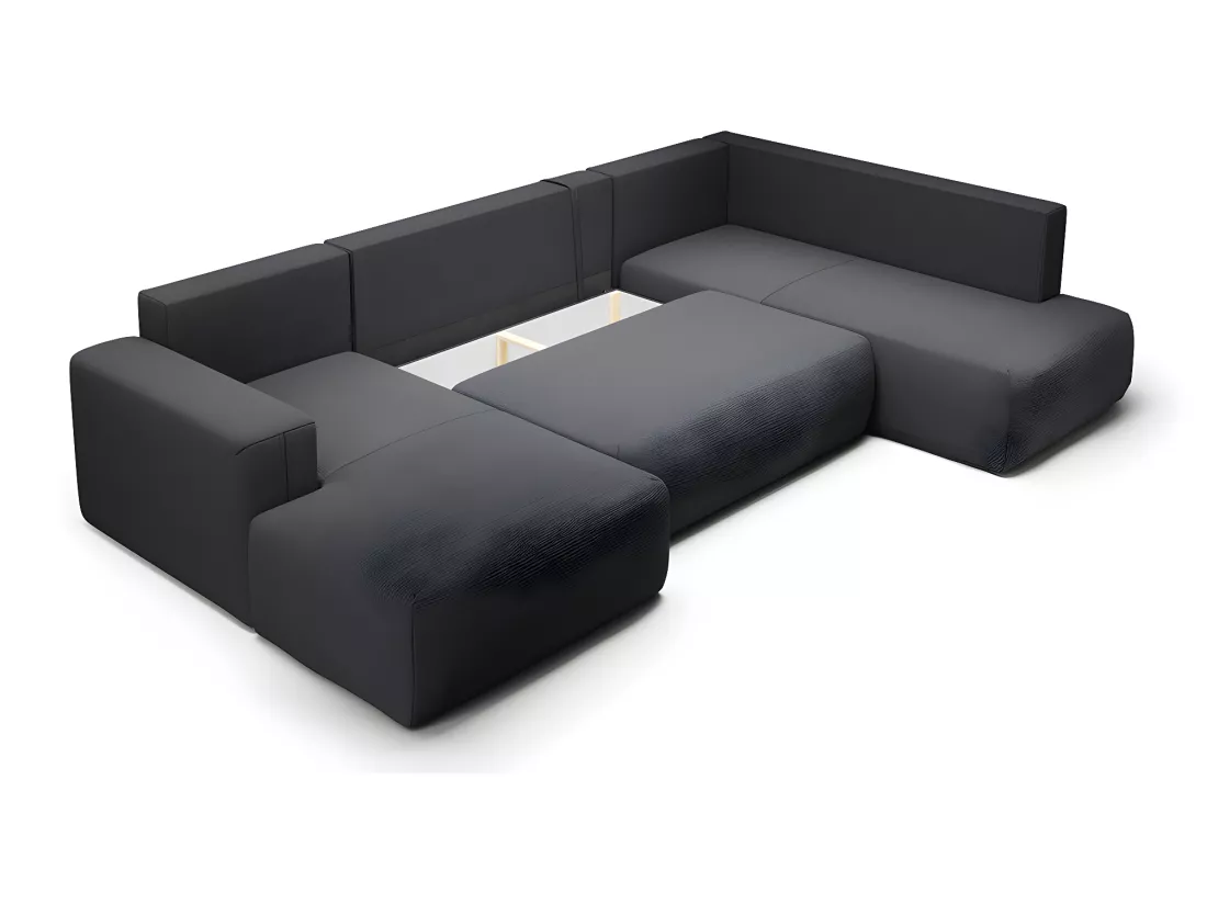 Canapé U 5 places convertible coffre Bliss Gris foncé