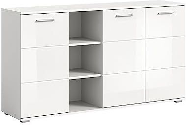 Prego dressoir 3 deuren, 3 ruimte hoog glans wit,wit.