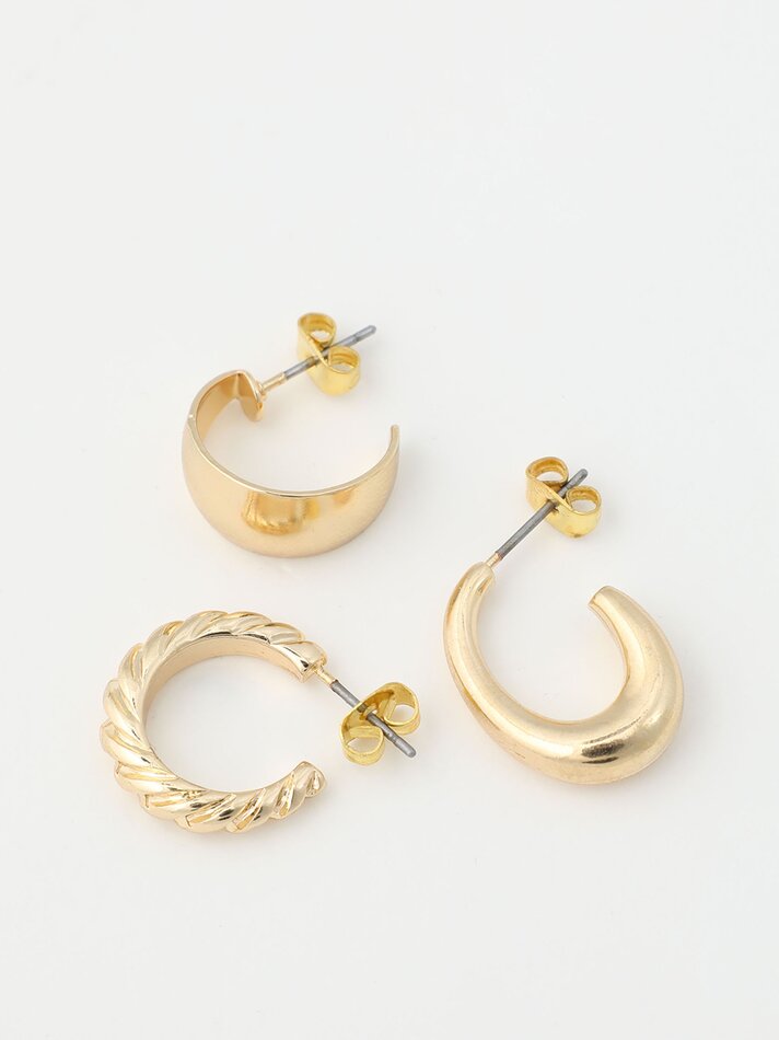 Conjunto de 6 brincos combinando - Dourado