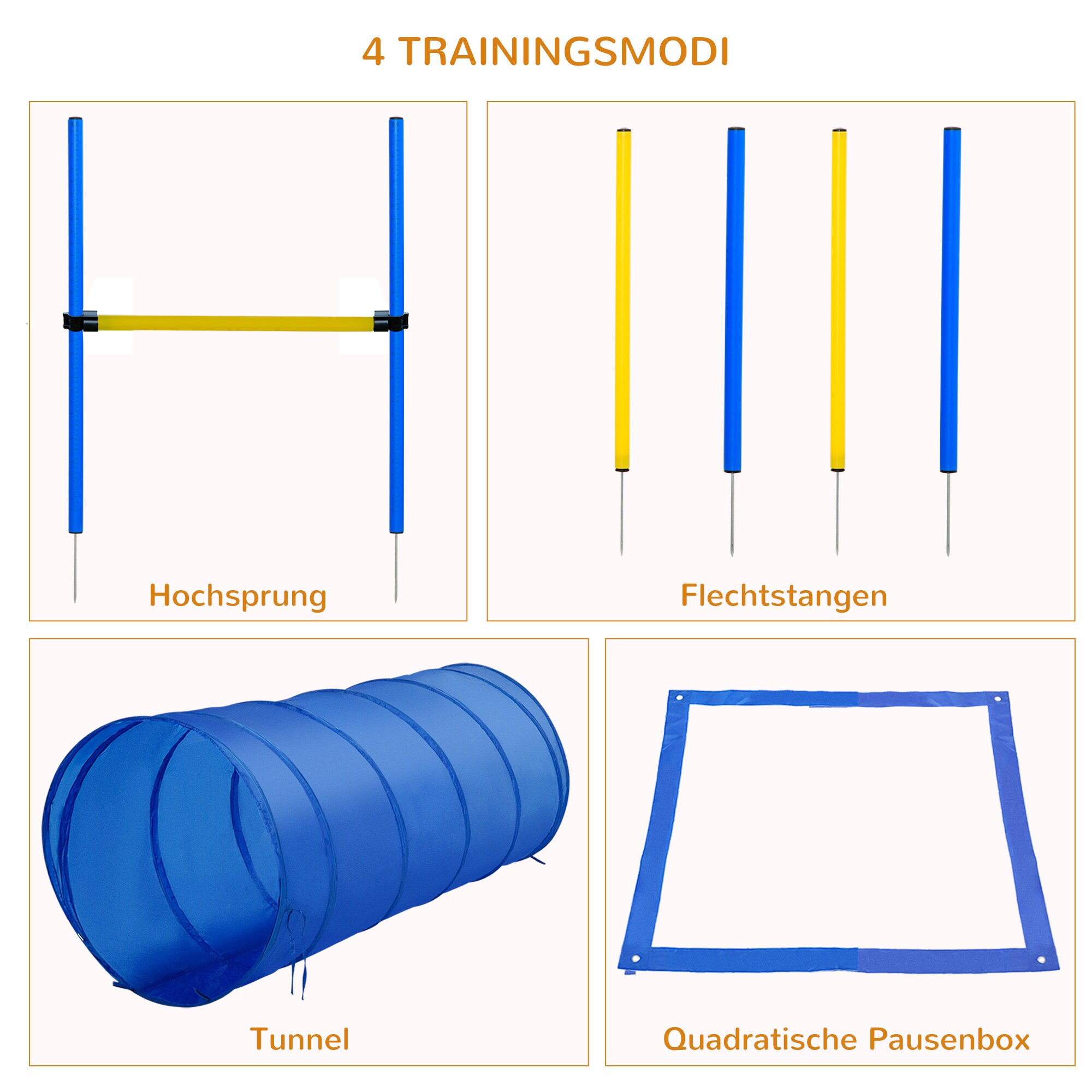 PawHut Hund Agility Set inkl. Tragetasche gelb, blau