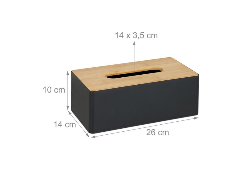 relaxdays Kosmetiktuchbox mit Bambusdeckel Nature/Schwarz Tücherbox