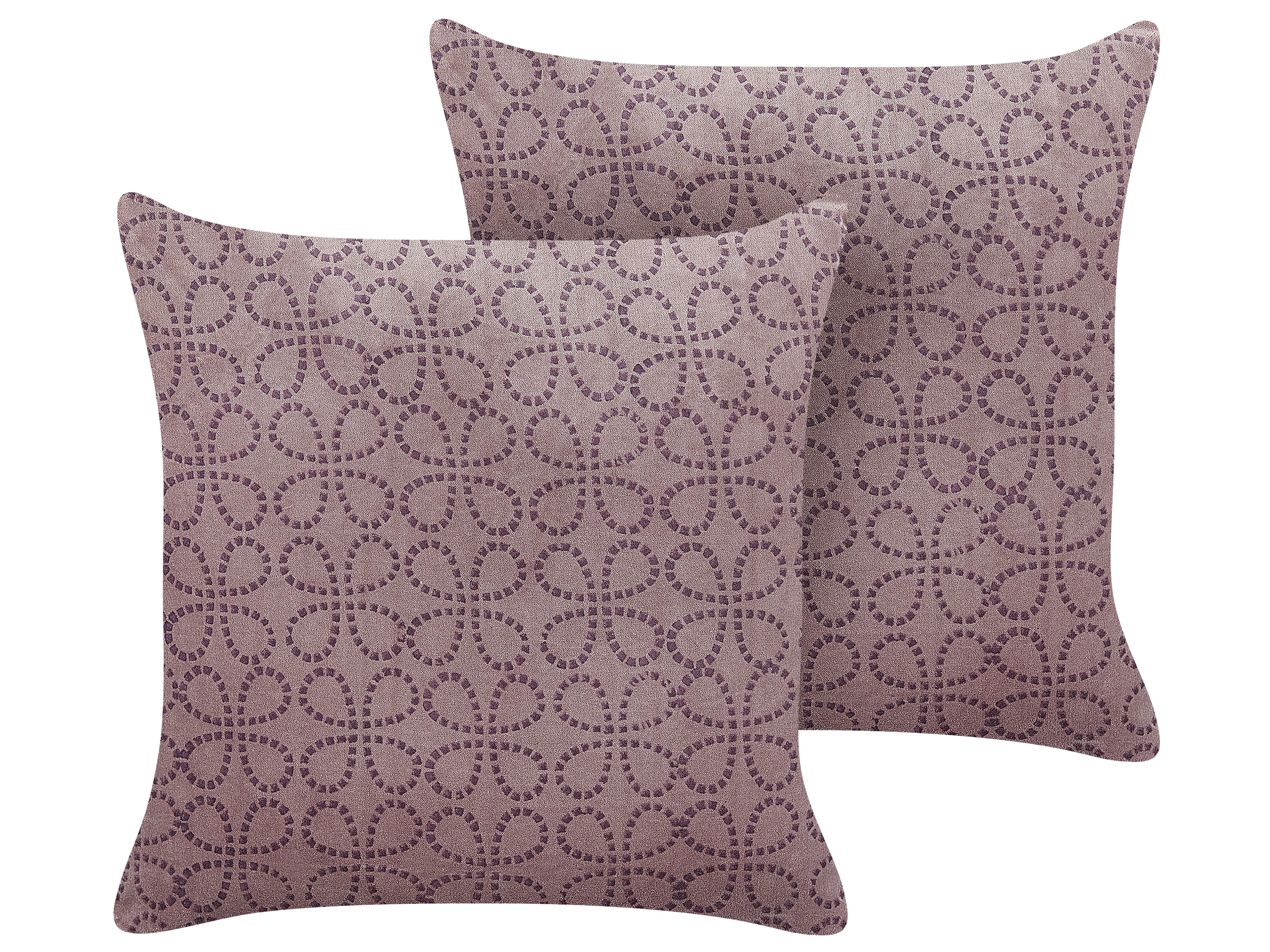 Set van 2 sierkussens LARKSPUR Fluweel 45 x 45 cm Roze geometrisch patroon