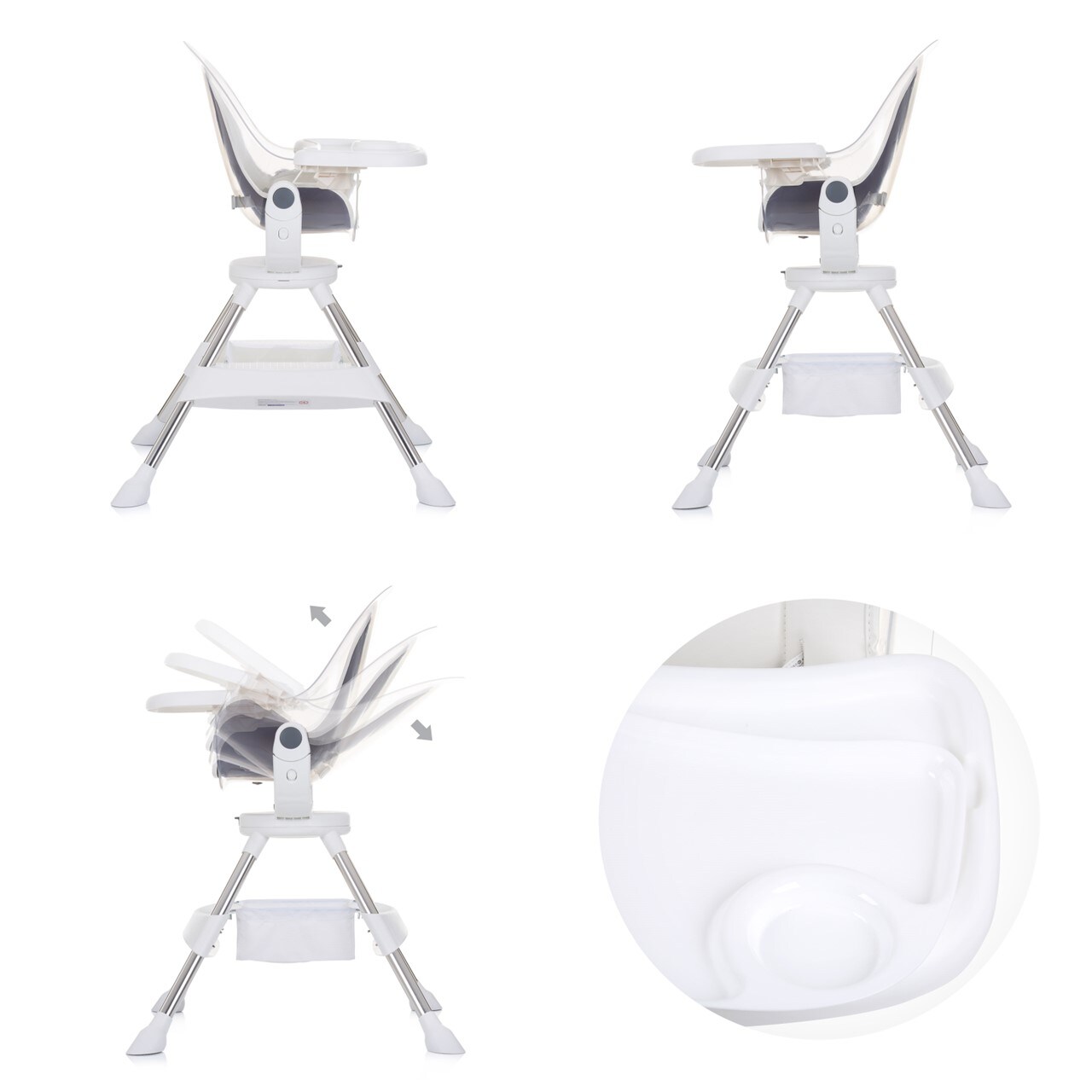 Chipolino Kinderhochstuhl Vision, Sitz 360° drehbar, Rückenlehne verstellbar weiß