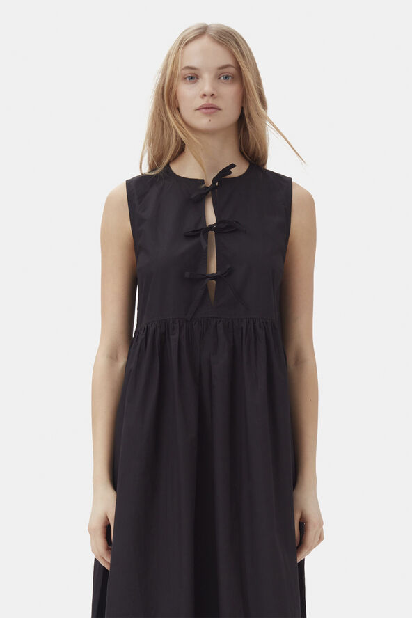 Ganni Cotton Poplin Midi Dress Black