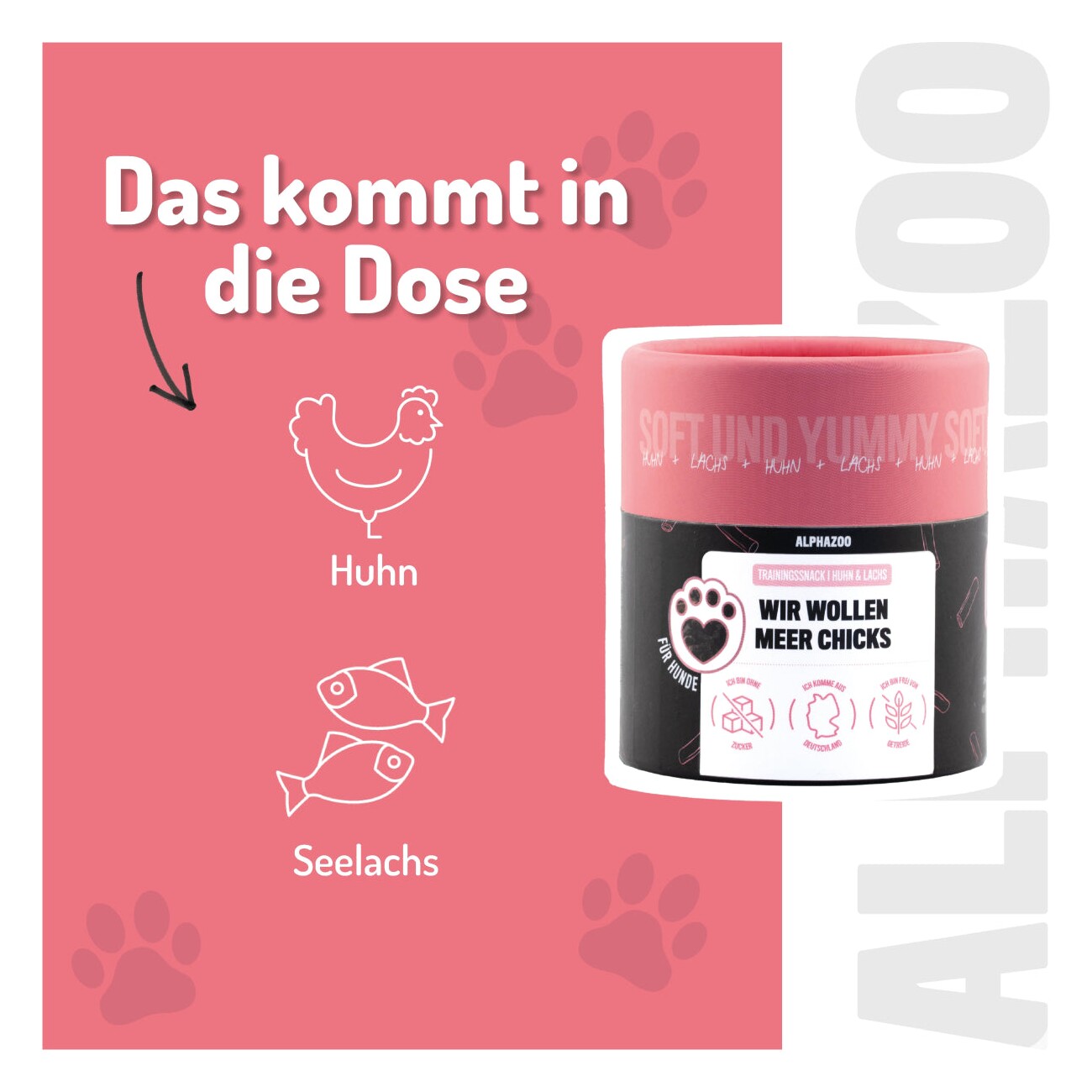 ALPHAZOO Wir wollen Meer Chicks 65g I Leckerli für Hunde