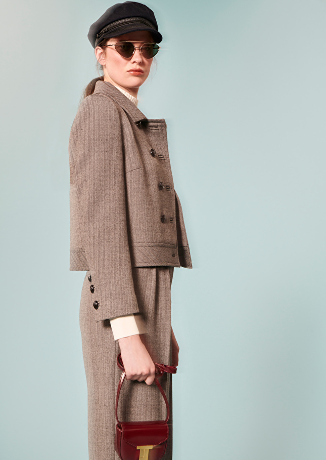 Veste Virginiagrise en laine chevrons