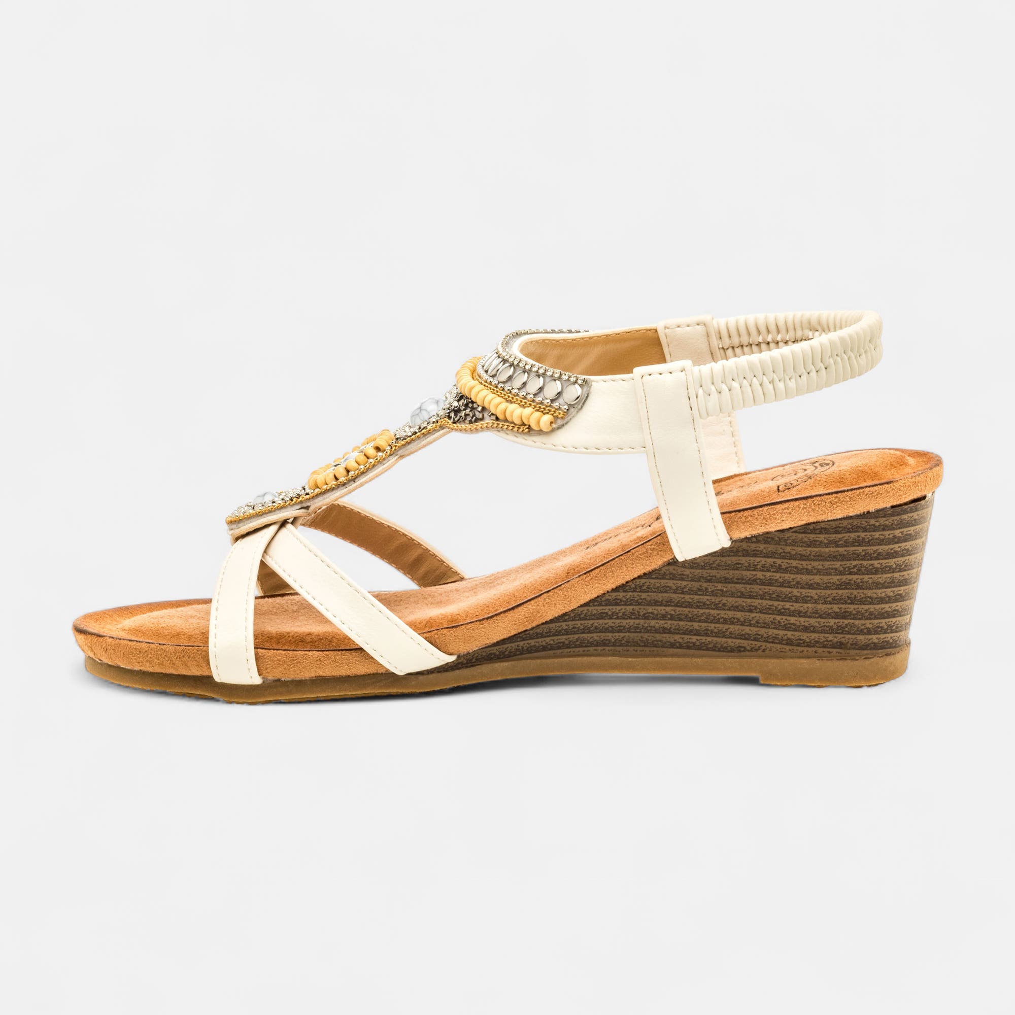 Nu-pieds à talon compensé Femme blanc