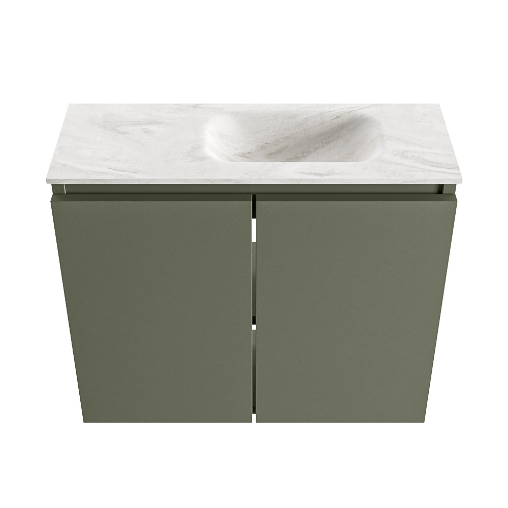 Mondiaz Ture DLux toiletmeubel 60cm army met wastafel ostra rechts met kraangat