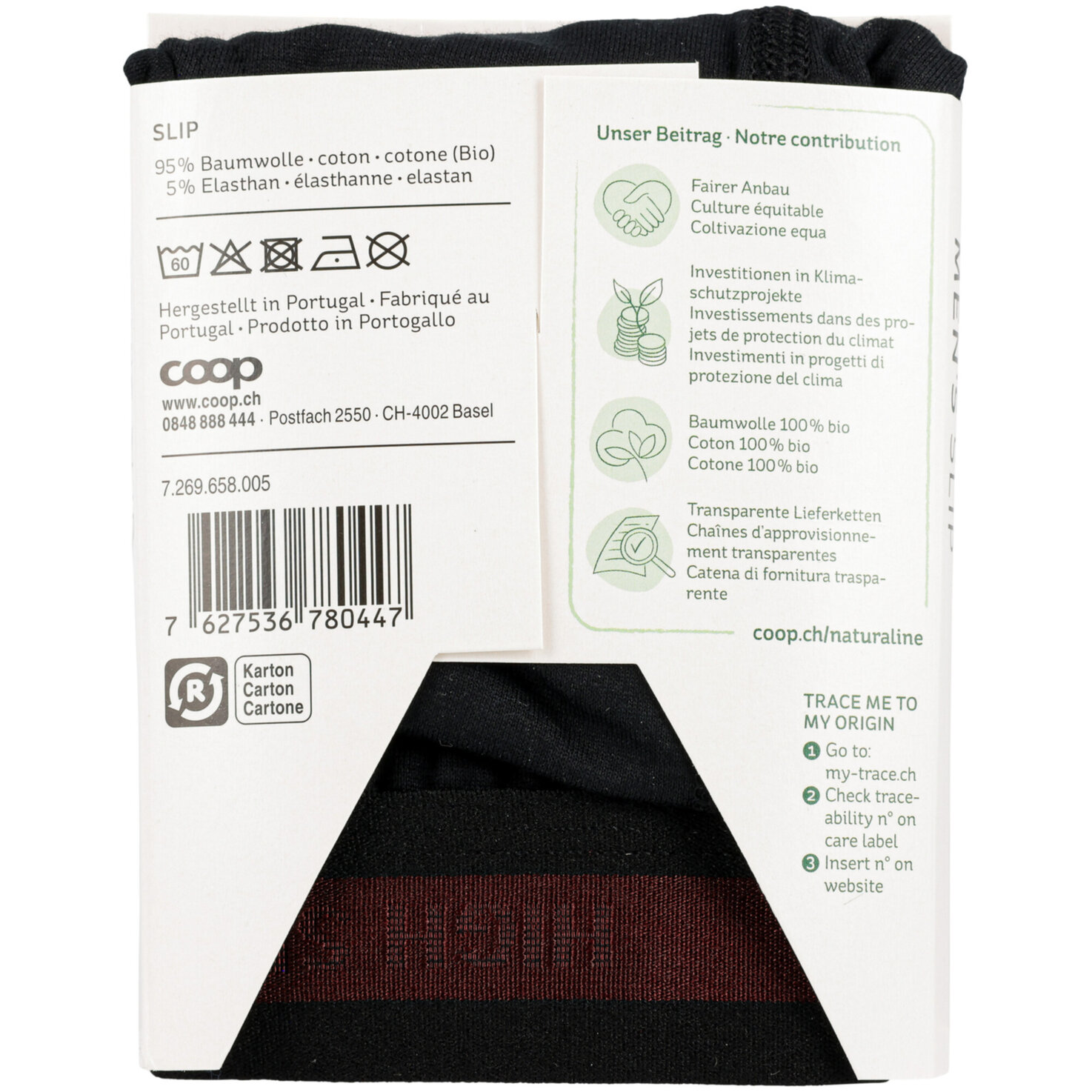 Naturaline Textil Herren Slip schwarz S