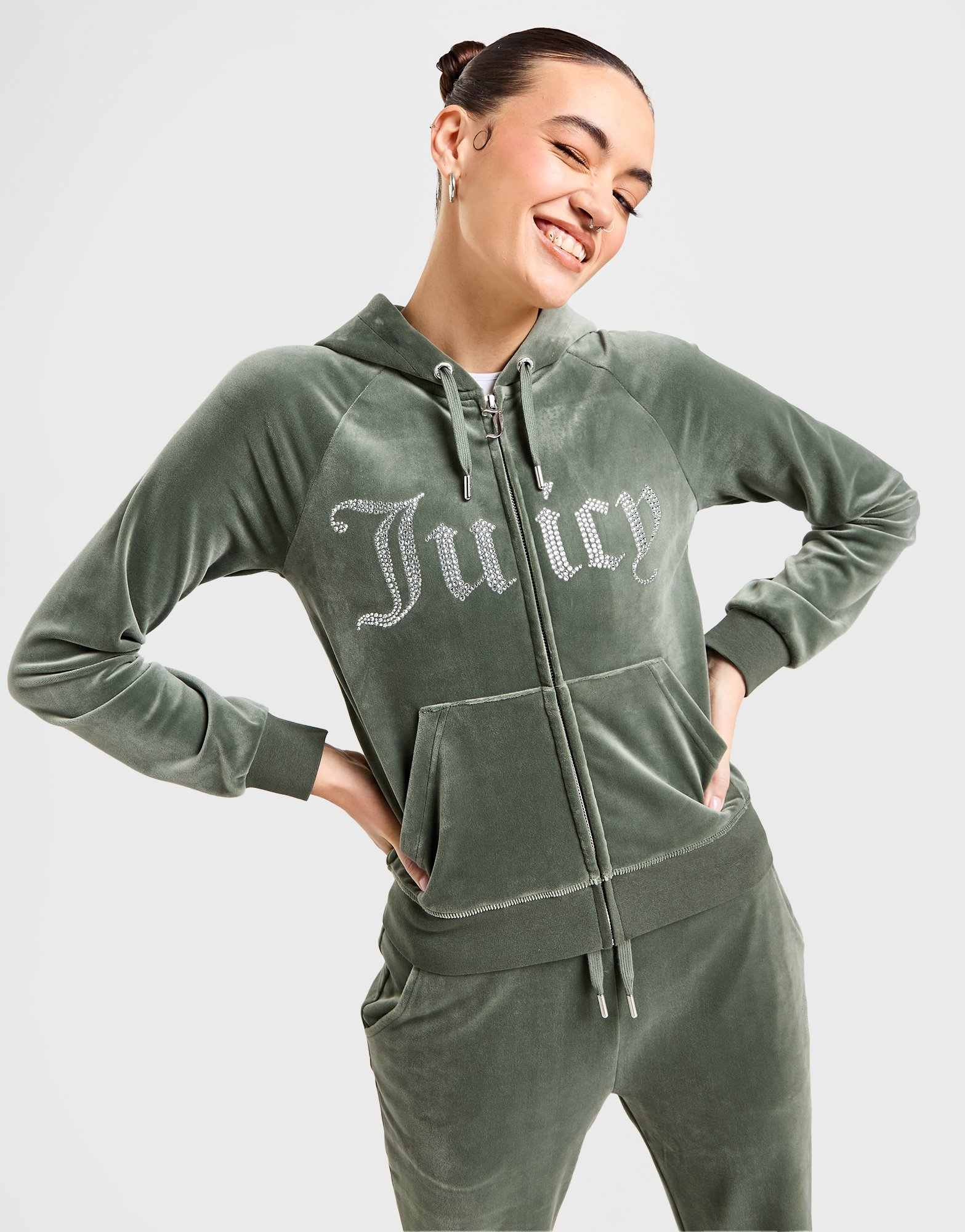 JUICY COUTURE Sweat à capuche Diamante Zippé en Velours Femme