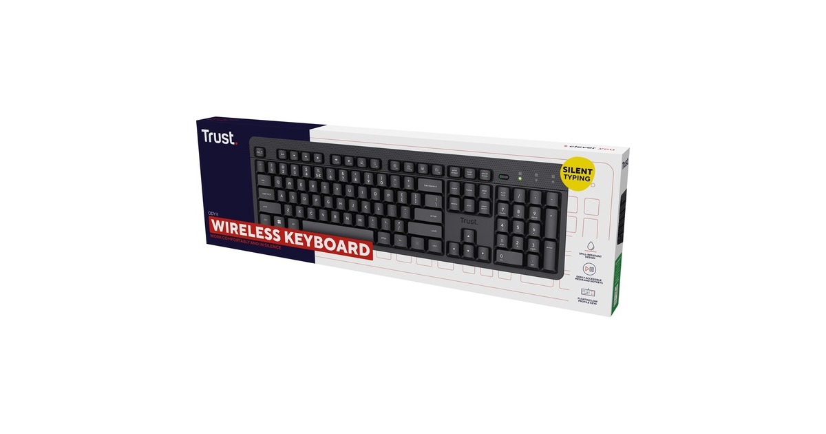 TrustOdy II Silent Wireless Keyboard, toetsenbord  (Zwart, EU lay-out (QWERTY), Membraan)