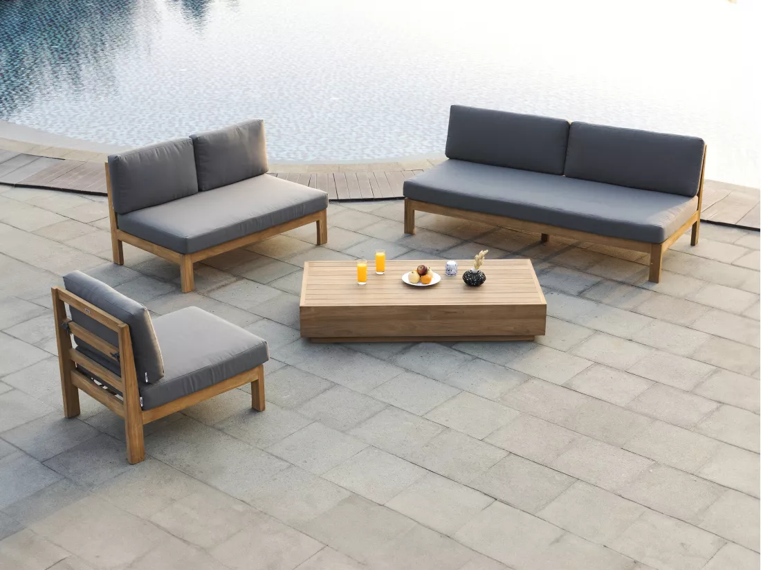 Table basse de jardin en teck L.152 cm - Naturel clair - SUMINI de MYLIA
