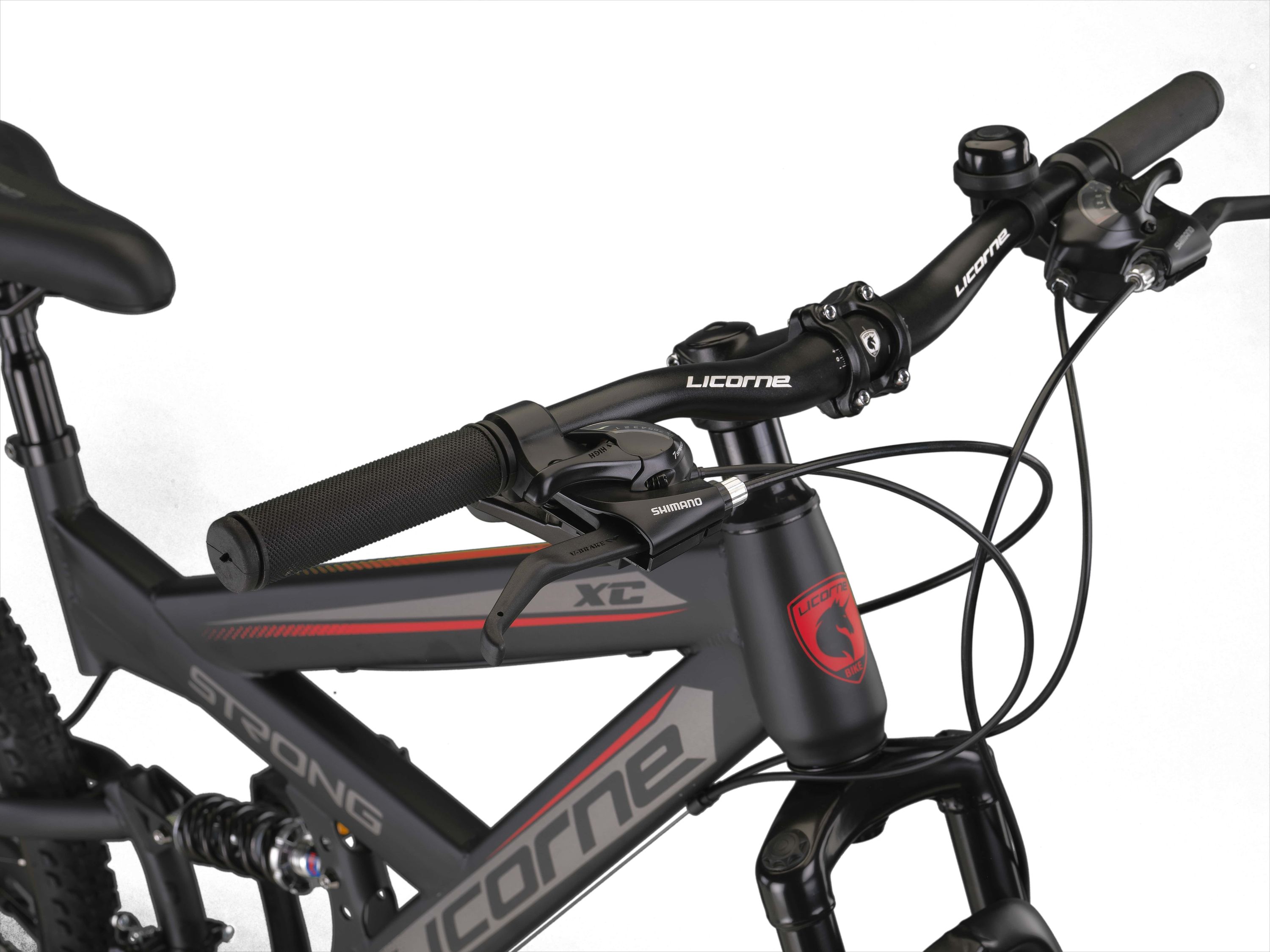 Licorne Bike Strong 2D Premium Mountainbike in 26, 27,5 und 29 Zoll - Fahrrad für Jungen, Mädchen, Damen und Herren - Scheibenbremse vorne und hinten - Shimano 21 Gang-Schaltung -