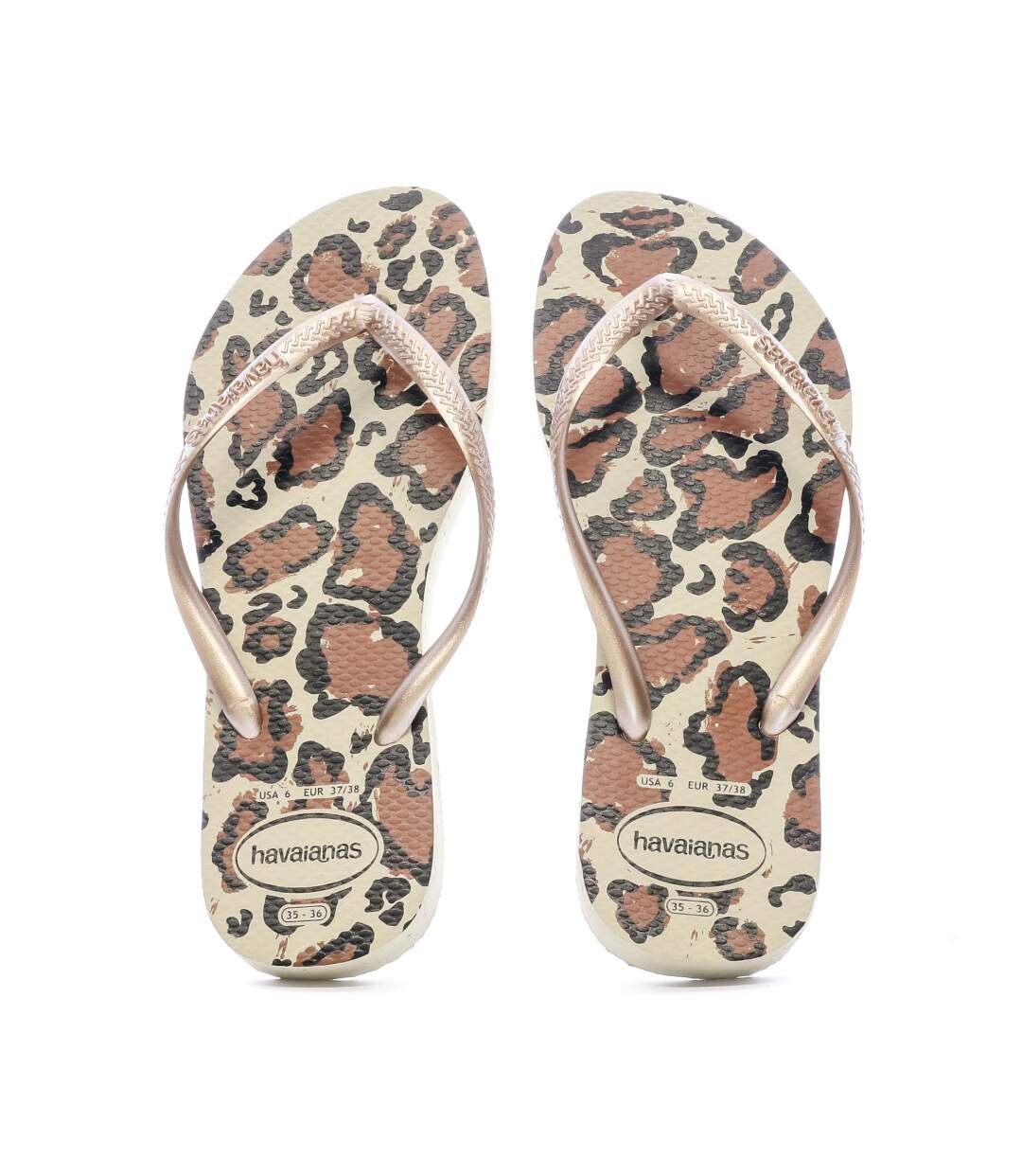 Tongs Marron Léopard Femme Havaianas Slim Animals