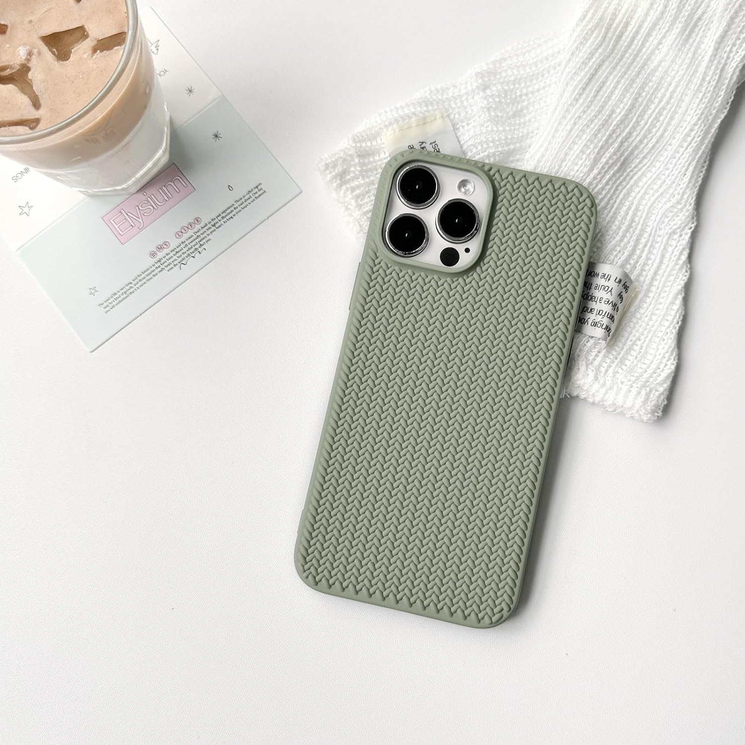 iPhone 16 Pro Max Gummi Case Schutzhülle Strickmuster - Grün (Matt)