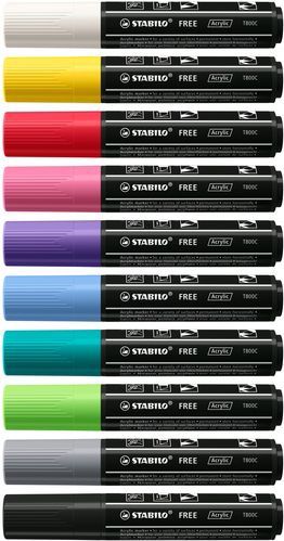STABILO - Free Acrylic T800C - Acrylmarker - Karmijnrood