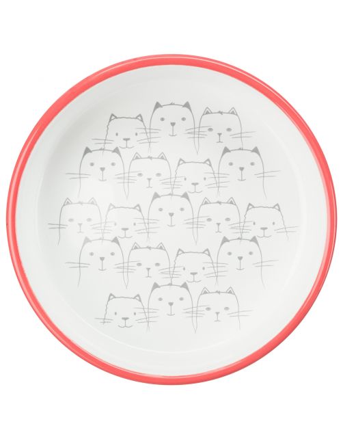 Trixie Voer\/Waterbak Hello My Little Cat Keramiek - Kattenvoerbak - Ø15 cm 339 g Oranje Wit