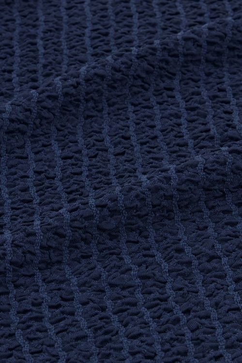 Donkerblauwe top met structuur & strik