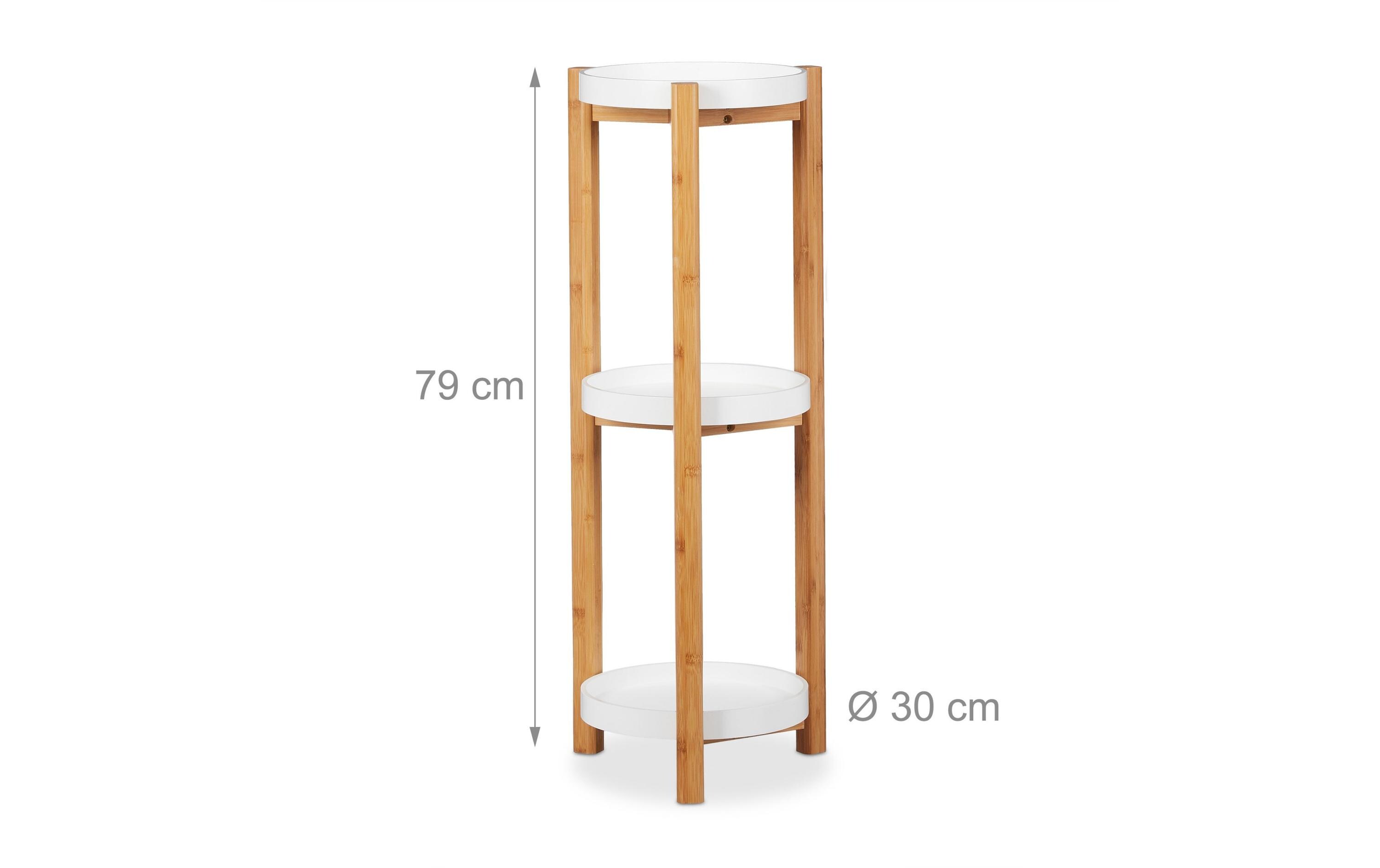 Pflanzenständer mit 3 Etagen 30 cm, Nature/WeissRundes Blumenregal