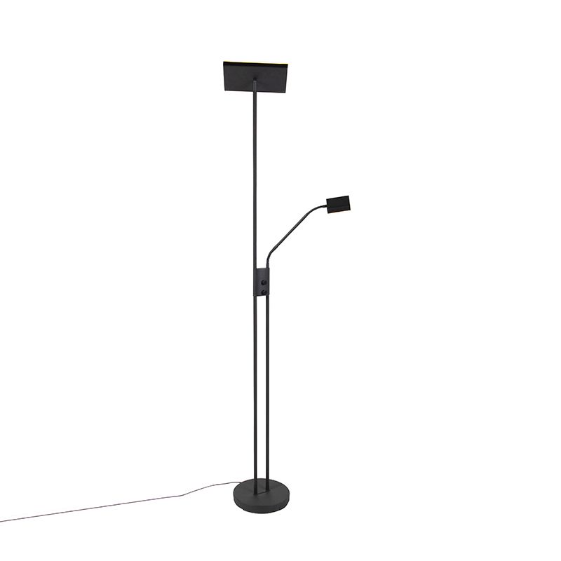 Moderne vloerlamp zwart incl. LED en dimmer met leeslamp - Jazzy
