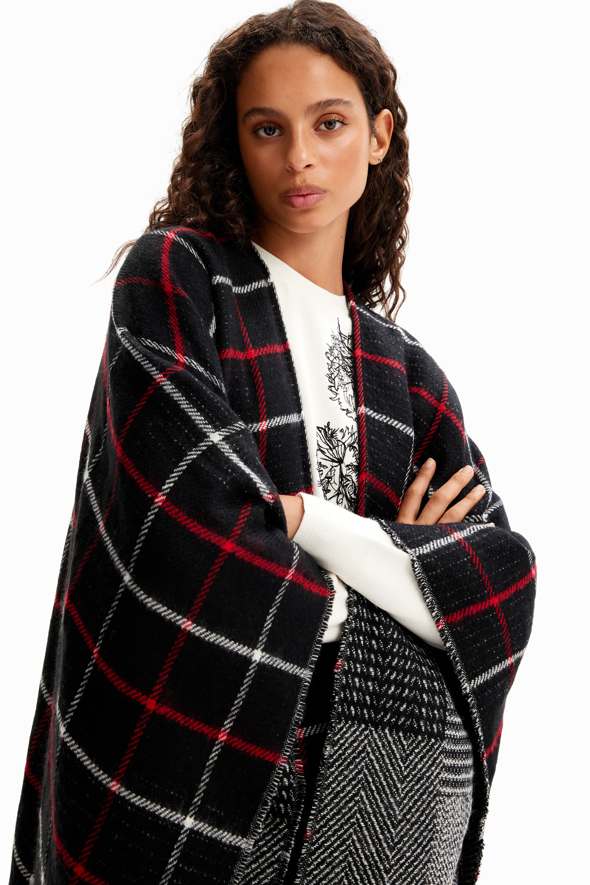 Poncho xadrez reversível