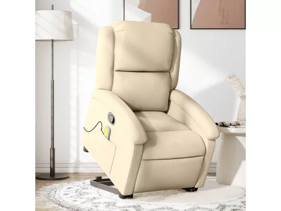 Fauteuil inclinable massant Crème Tissu