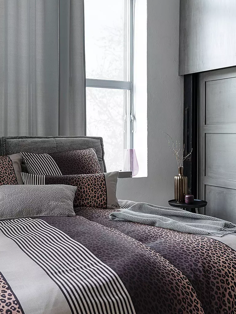 JOOP Satin Bettwäsche LEO 70x90cm / 200x200cm Stone grau