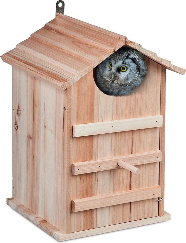 Relaxdays uilenkast - nestkast voor uilen - kleine uilensoorten - 38,5 x 25 cm - natuur