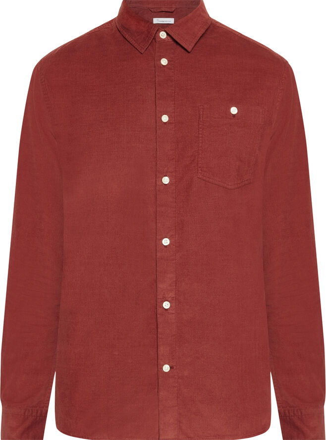 Knowledge Cotton Apparel Regular fit corduroy shirt - GOTS/Vegan Fired brick