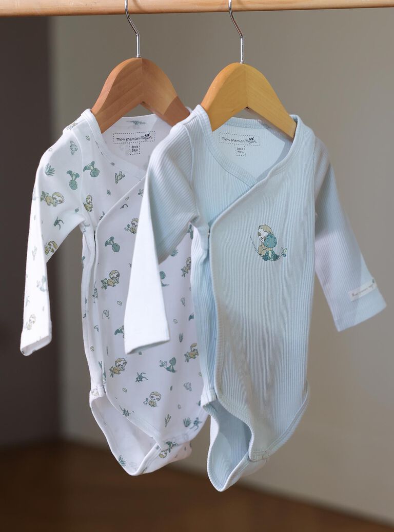 Lot de 2 bodys en coton bio écru
