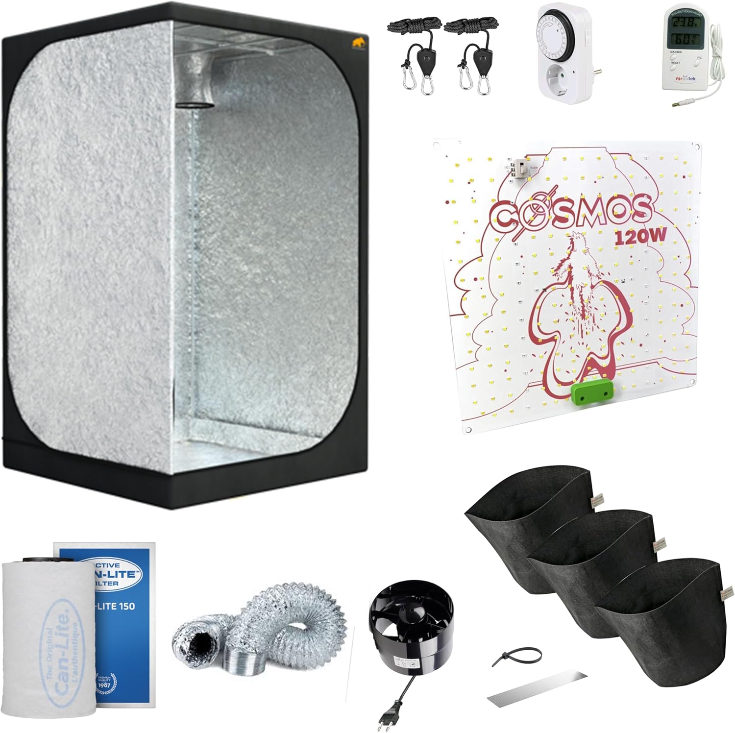 NICEGROW Grow Box80 Einsteiger Komplettset für 3 Pflanzen Grow mit LED, Abluft und Zubehör