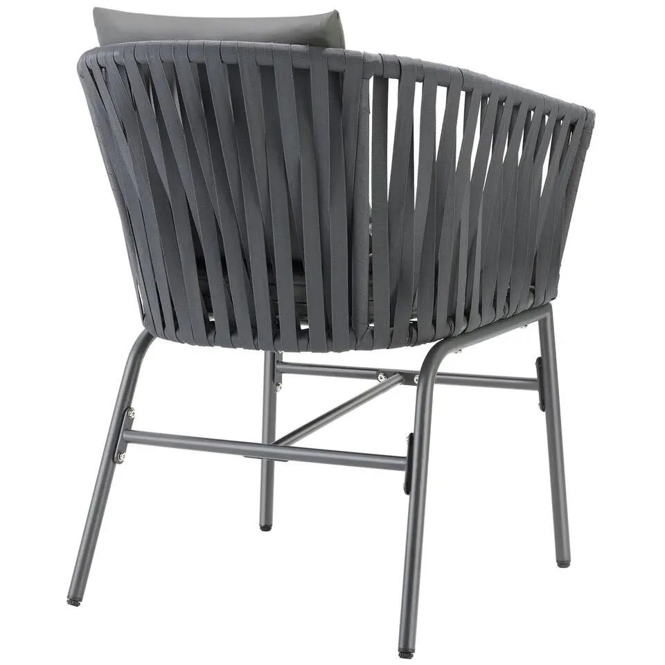 tectake - Stoelset Valeiras in rope-design, dikke kussens, 60x61x77cm