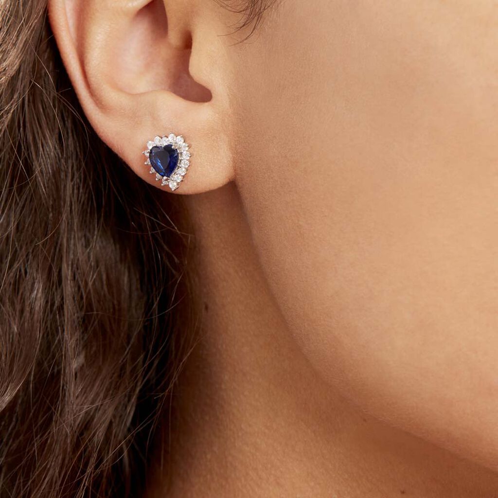 Boucles D'oreilles Puces Argent Blanc Sphinx Pierres