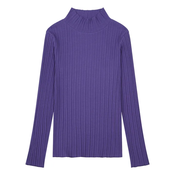 SMALLABLE BASICS Sous Pull Femme Cotelé Coton Bio | Bleu indigo