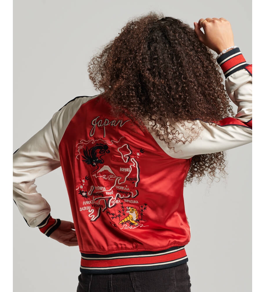 Jaqueta vintage Superdry com bordado vermelho Sukajan